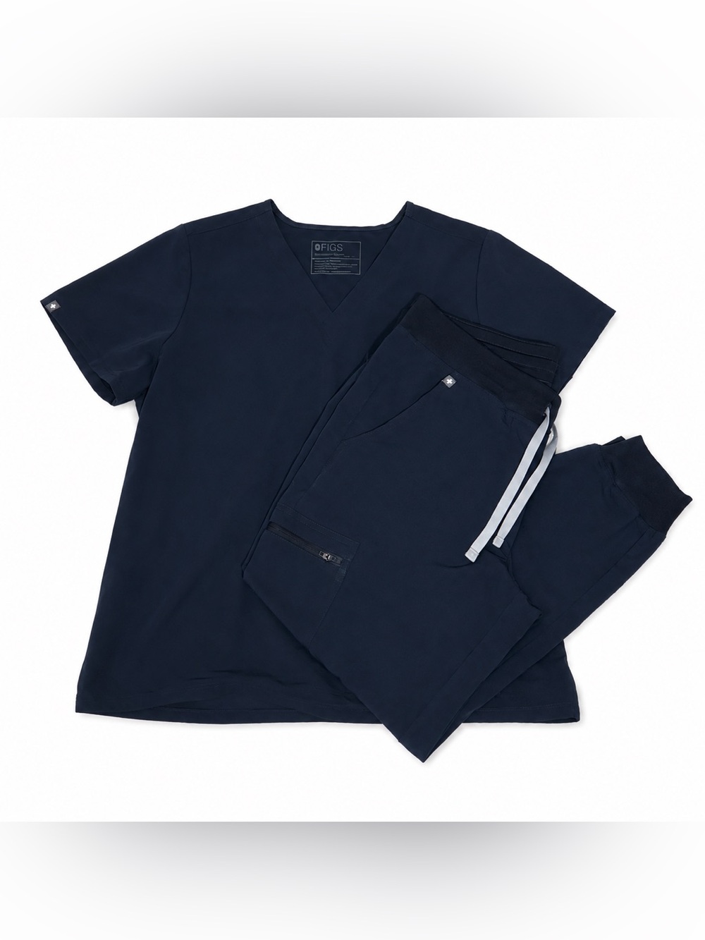 Figs Large Petite Technical Collection Scrub Set in Navy Blue